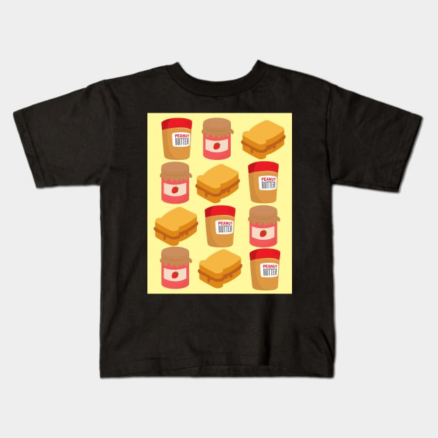 Peanut Butter And Jam Sandwich Patterns Kids T-Shirt by casualism
